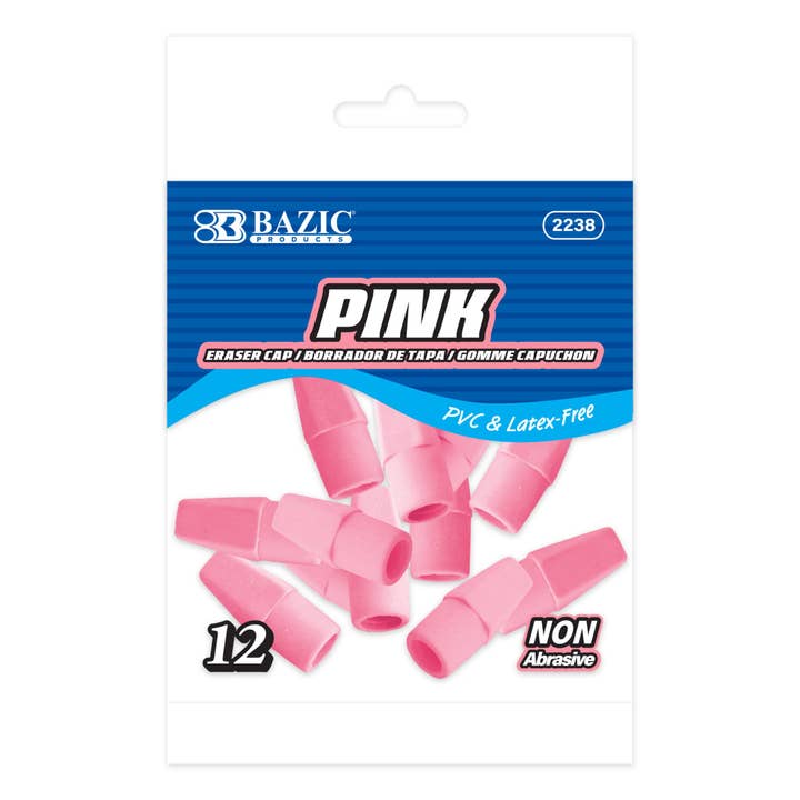 Pink Eraser Cap (12/Pack) for wholesale by BAZIC Products