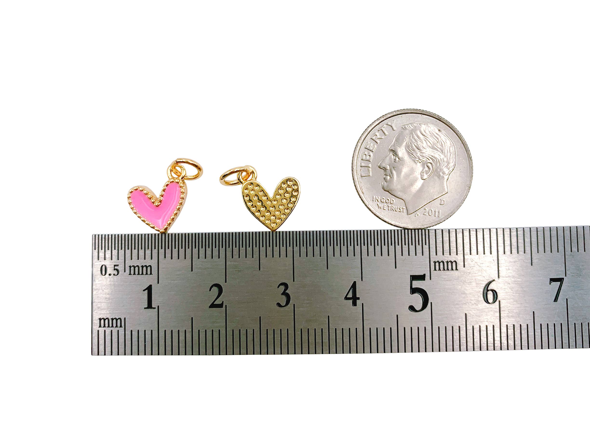 Beads Creation - Wholesale Individual Charm/Pendant - Dainty Enamel Heart Charm Pendant in Gold Filled, CP12251