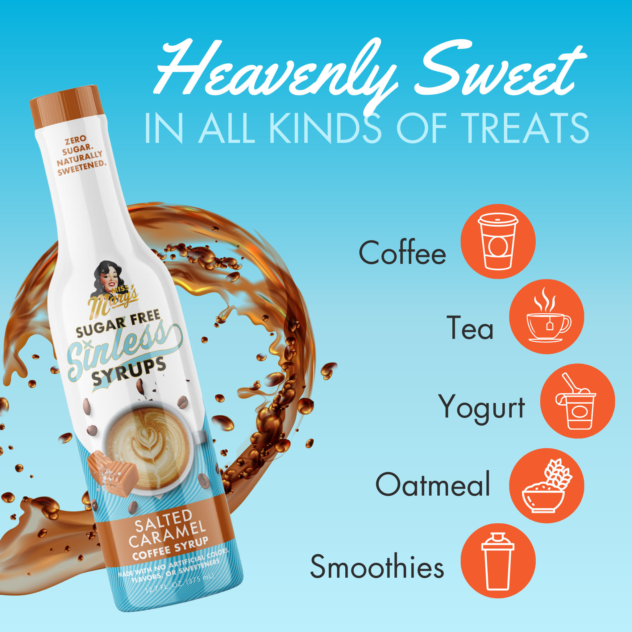 Miss Mary's Mix - Wholesale Flavored Syrup - Salted Caramel Sugar Free Sinless Syrups5