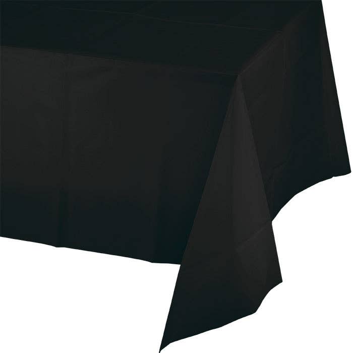 Bulk Black Velvet Plastic Table Covers (12 per Case) for wholesale by Bulk Party Decor