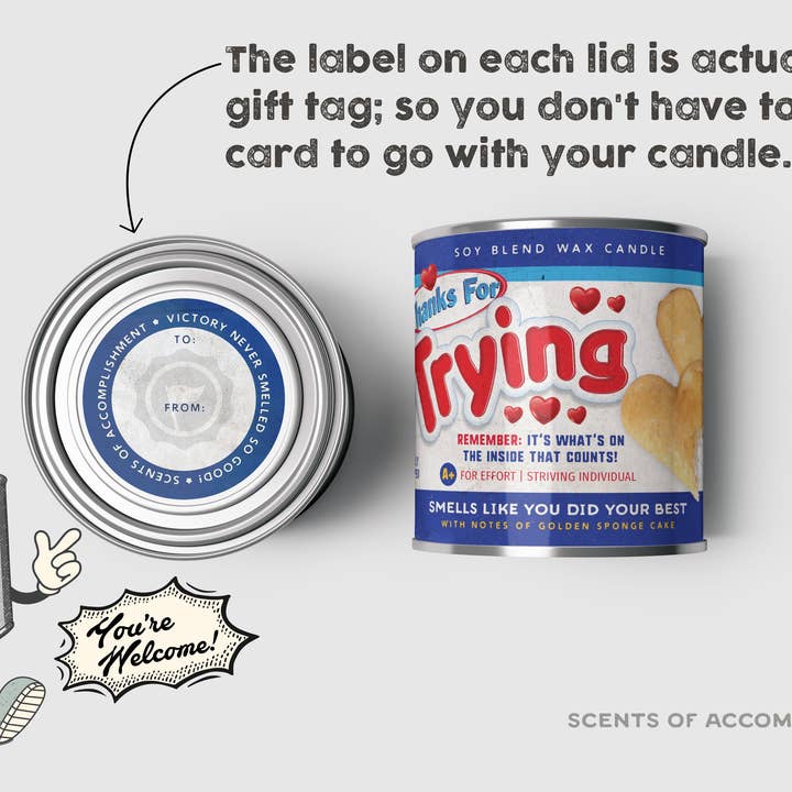 Scents of Accomplishment - Wholesale Jar/Filled Candle - Thanks for Trying 16oz. Candle3