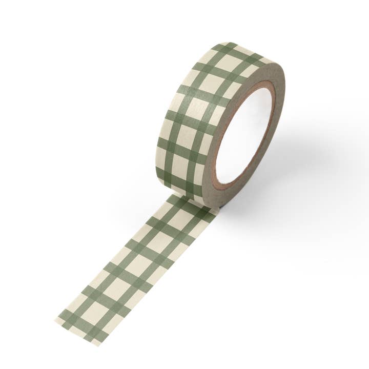 Ruff House Print Shop - Wholesale Washi Tape - Green Gingham Washi Tape1