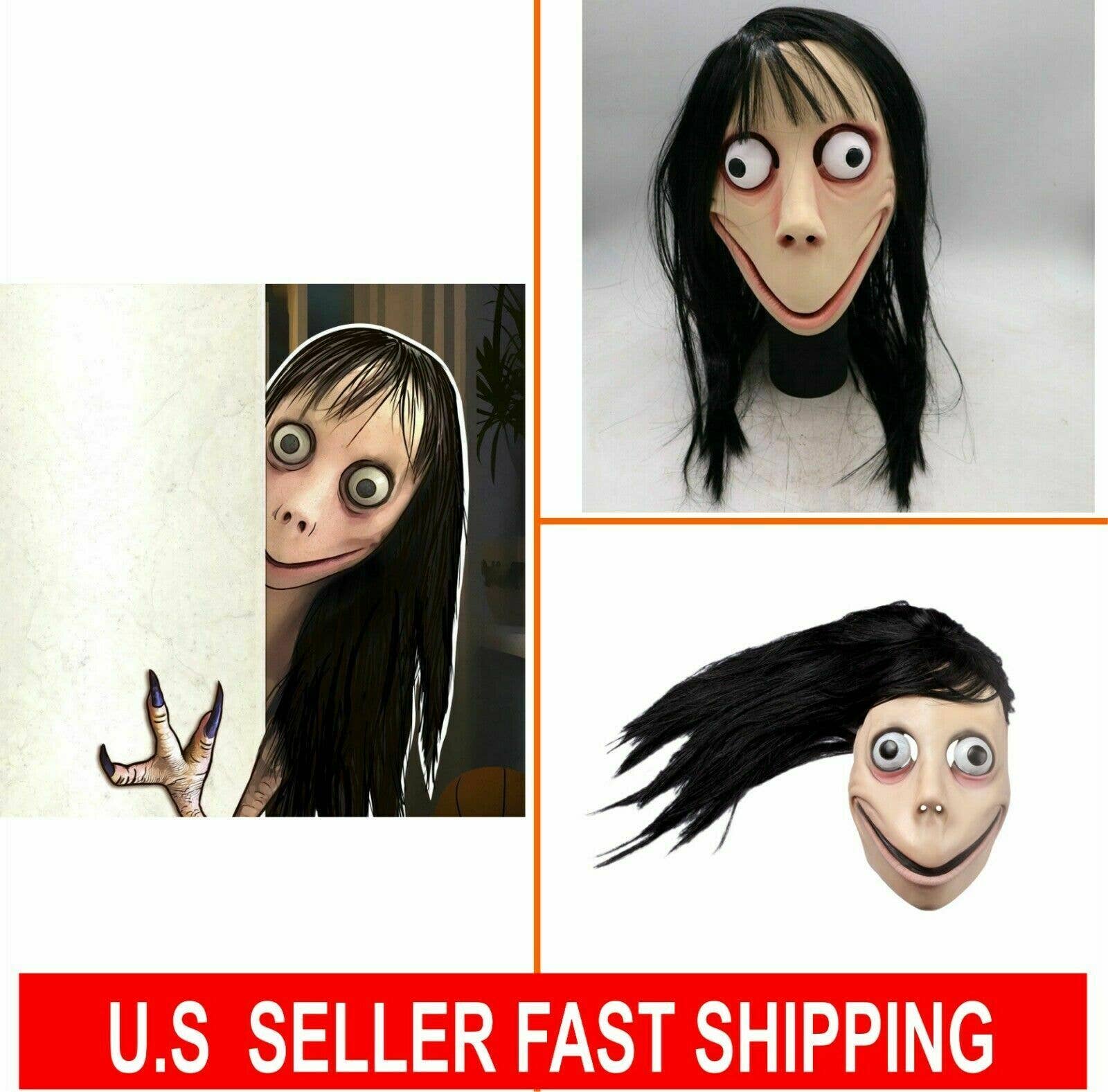 Lelaffet - Venta al por mayor Disfraz - Unisex - Máscara de látex aterradora de Halloween para adulto Momo Joker17