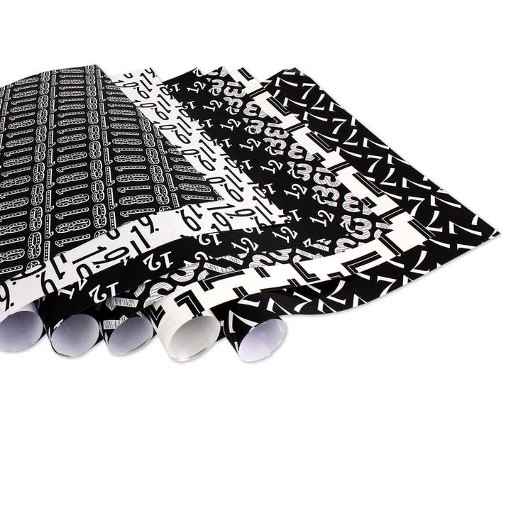 Adv Geschenkpapier - Schwarz weiß - Set 4 für den Großhandel von Papierdrachen