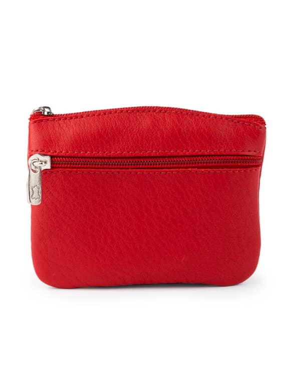 Geldbörse aus farbigem Leder mit zwei Reißverschlüssen. für den Großhandel von VALTICO