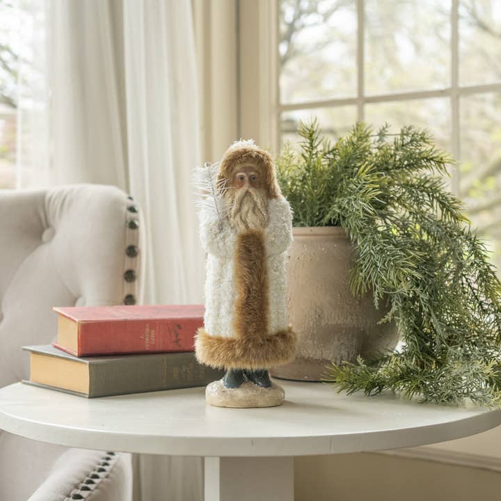 Ragon House - Wholesale Christmas Decoration - 10" FURRY WHITE BELSNICKLE