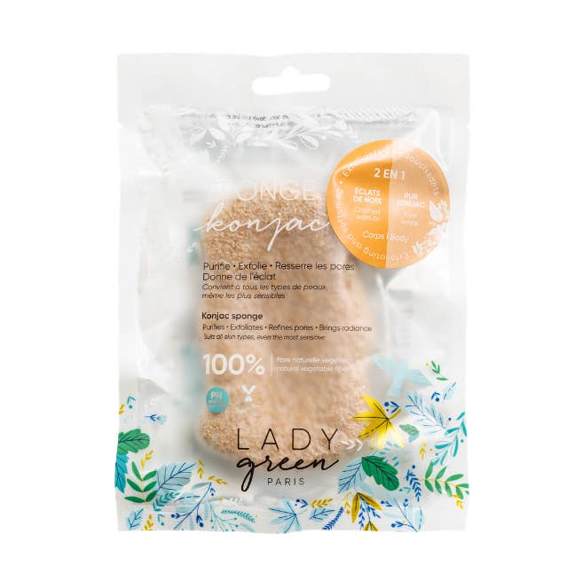 Éponge corps Konjac Noix concassées pour la vente par Lady Green (LYSEA)