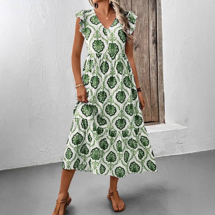 Vestido étnico de verano de estilo francés con estampado suelto para venta al por mayor de XINGYE FASHION INC