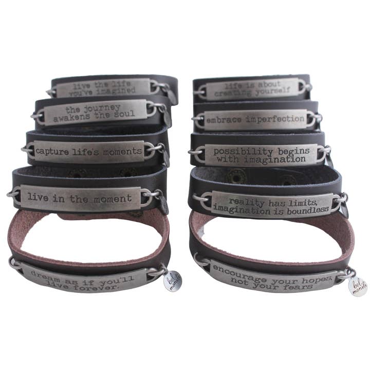 Inspirational Quote Leather Cuff Bracelet for wholesale by bel monili ™