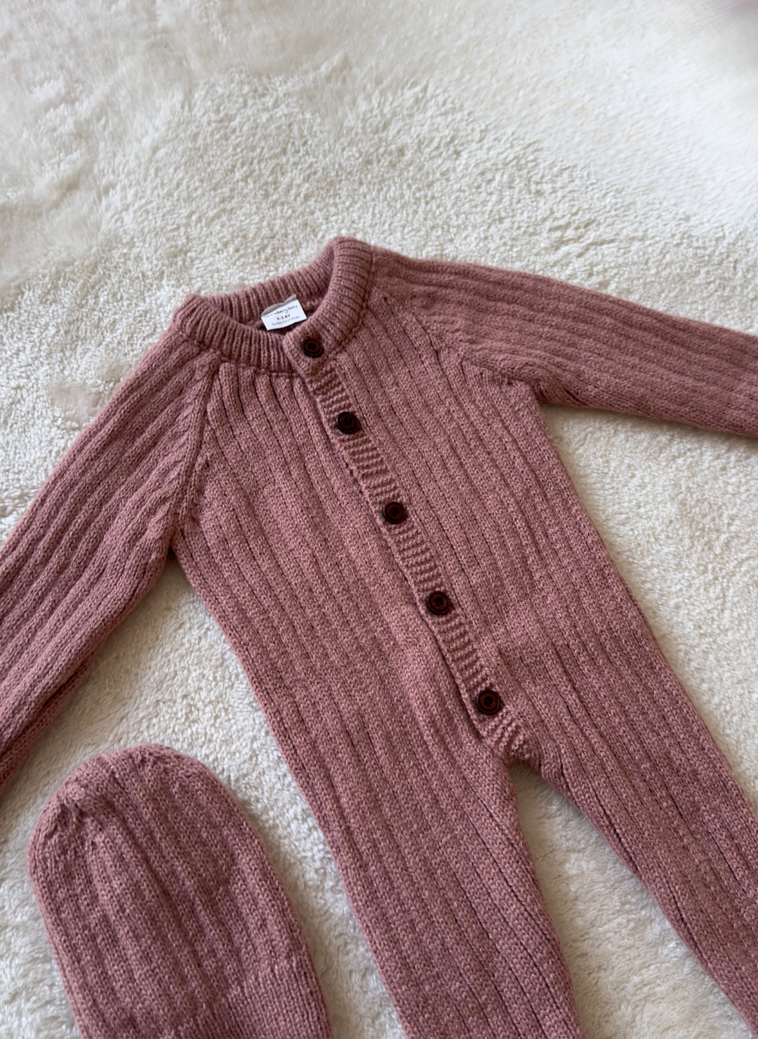 Himmelberg Baby - Wholesale Knit Top - Kids - Dried  Rose Knitted Baby Romper and Beanie Set2