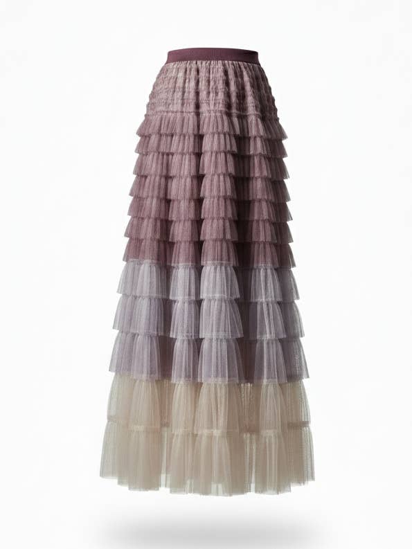 Drömlik ombre-tierad tyllvolang-maxikjol för wholesale av CCIC New York