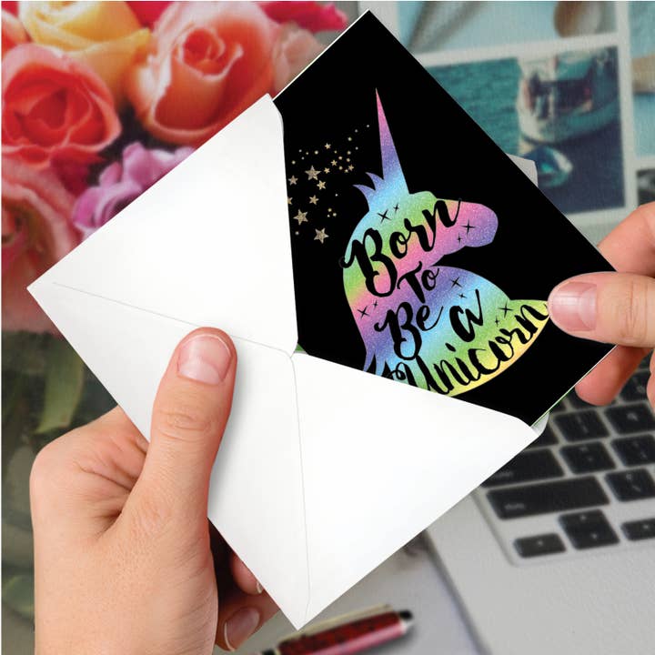 NobleWorks - Wholesale Birthday Card - Birthday Card - Horns and Unicorns - Born To Be