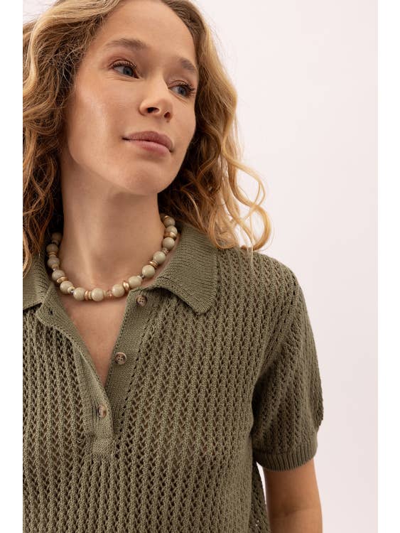 Lanidor - Wholesale Knit Top - Women's - Knit Polo Shirt With Buttons (437422-40)