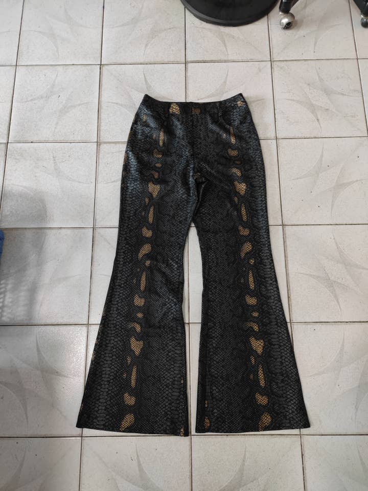 Black Snake Patterned Texture Tight Bell Pants CY011 for wholesale on Faire5