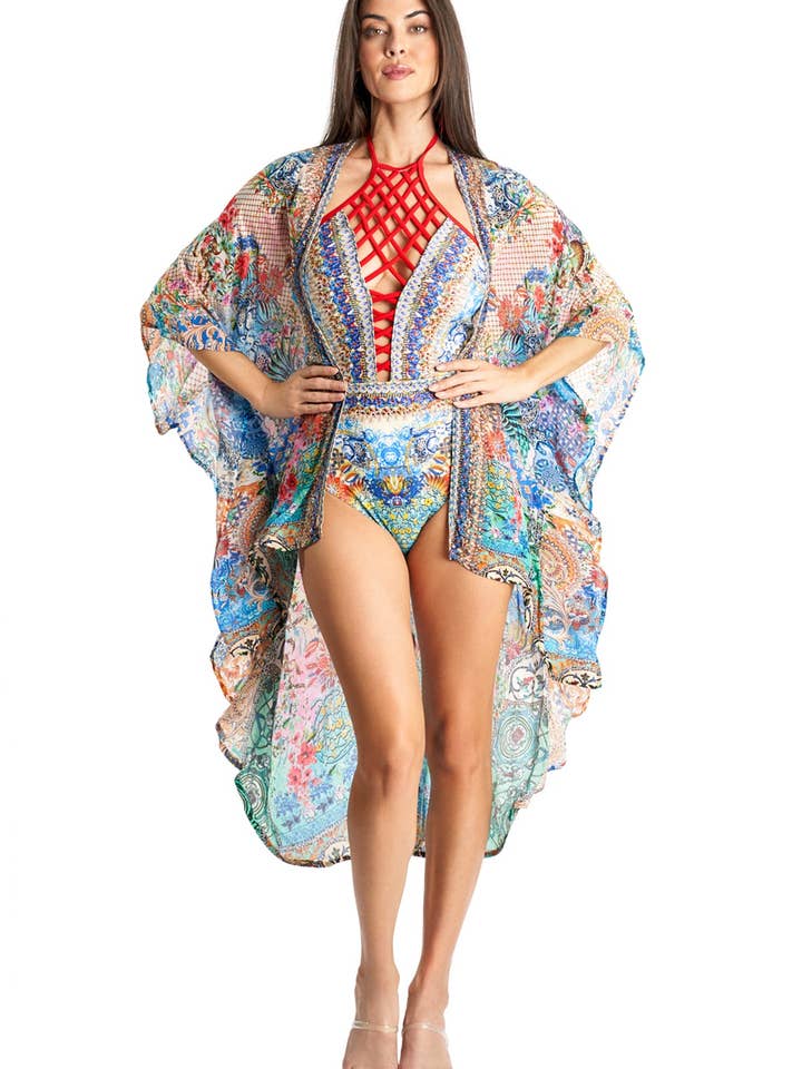 Kimono Cover Up in Viscose Silk for wholesale by La Moda Clothing