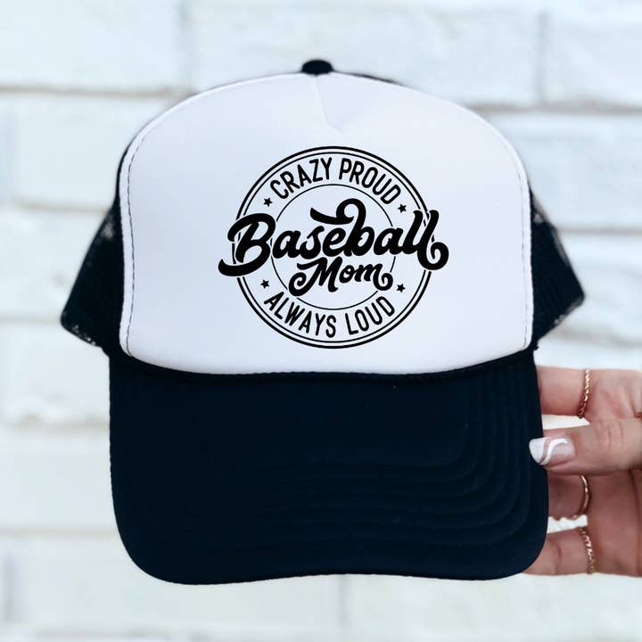 Crazy Proud Baseball Mom Trucker Hats Women for wholesale by Londas Trendy Tees