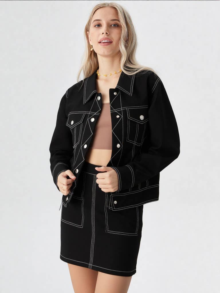 VERY J - Wholesale Skirt - Women's - VE60070BOT-Contrast Color Stitch Mini Skirt14