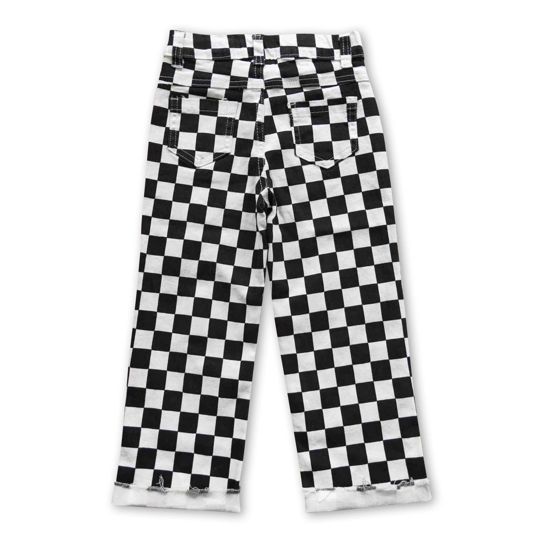 Yawoo Garments - Wholesale Jeans - Kids - Black checked hole baby boy jeans1