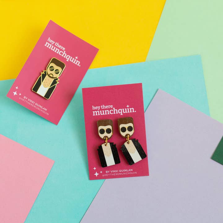 George Michael - wooden dangle earrings for wholesale by Hey There Munchquin