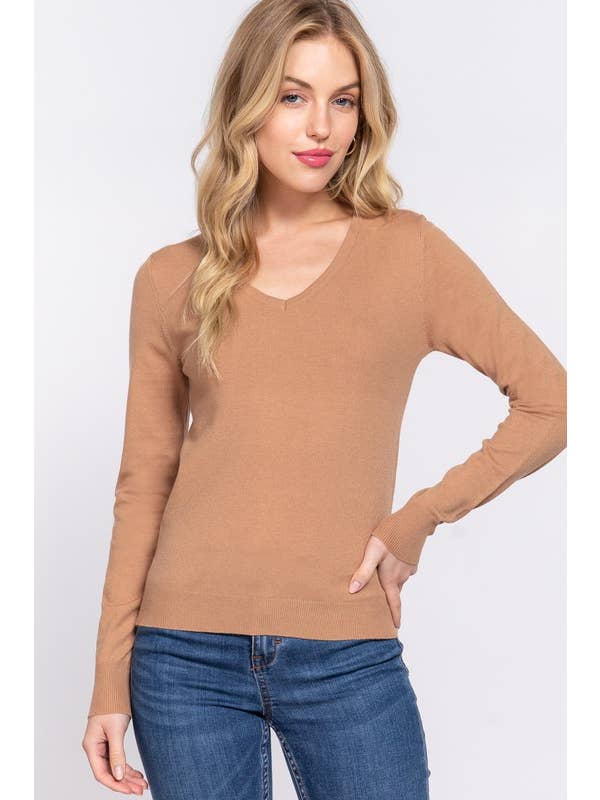 Active Basic | Active USA – wholesale Knitted jumper – Women′s – Long Sleeve V-neck Basic Sweater13