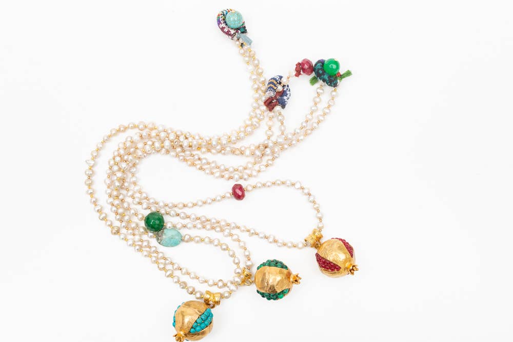 Spanish & Sisters - Wholesale Pendant/Charm Necklace - POMEGRANATE PEARL PENDANT - TURQUOISE4