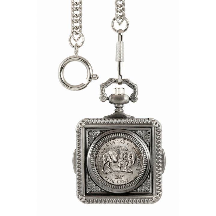 Westward Journey Bison Nickel Coin Pocket Watch for wholesale by American Coin Treasures