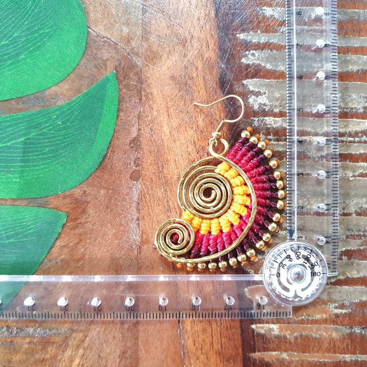Jasper Rocks - Wholesale Dangle Earrings - Sunset spiral macrame boho earrings4