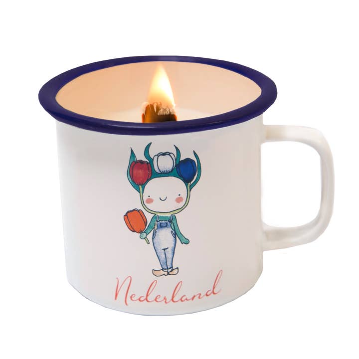 Bougie de soja JOYIN en émail Tulip Boy Cup - 8x8cm pour la vente par Candle Square