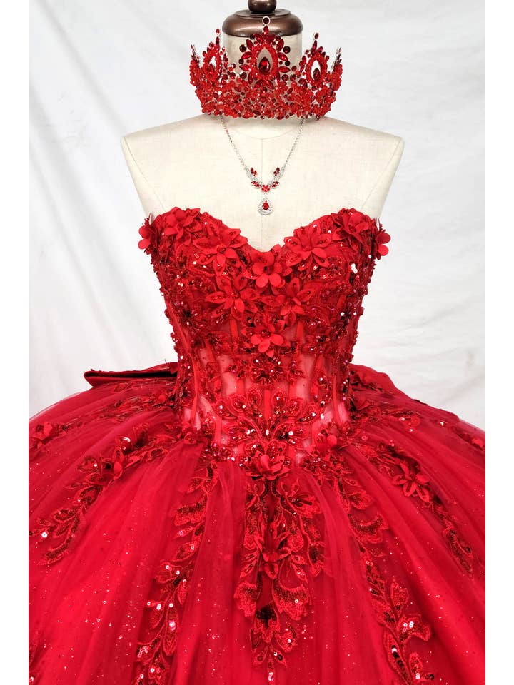 Red Sweetheart neckline quinceanera dress CHF3129 for wholesale on Faire11