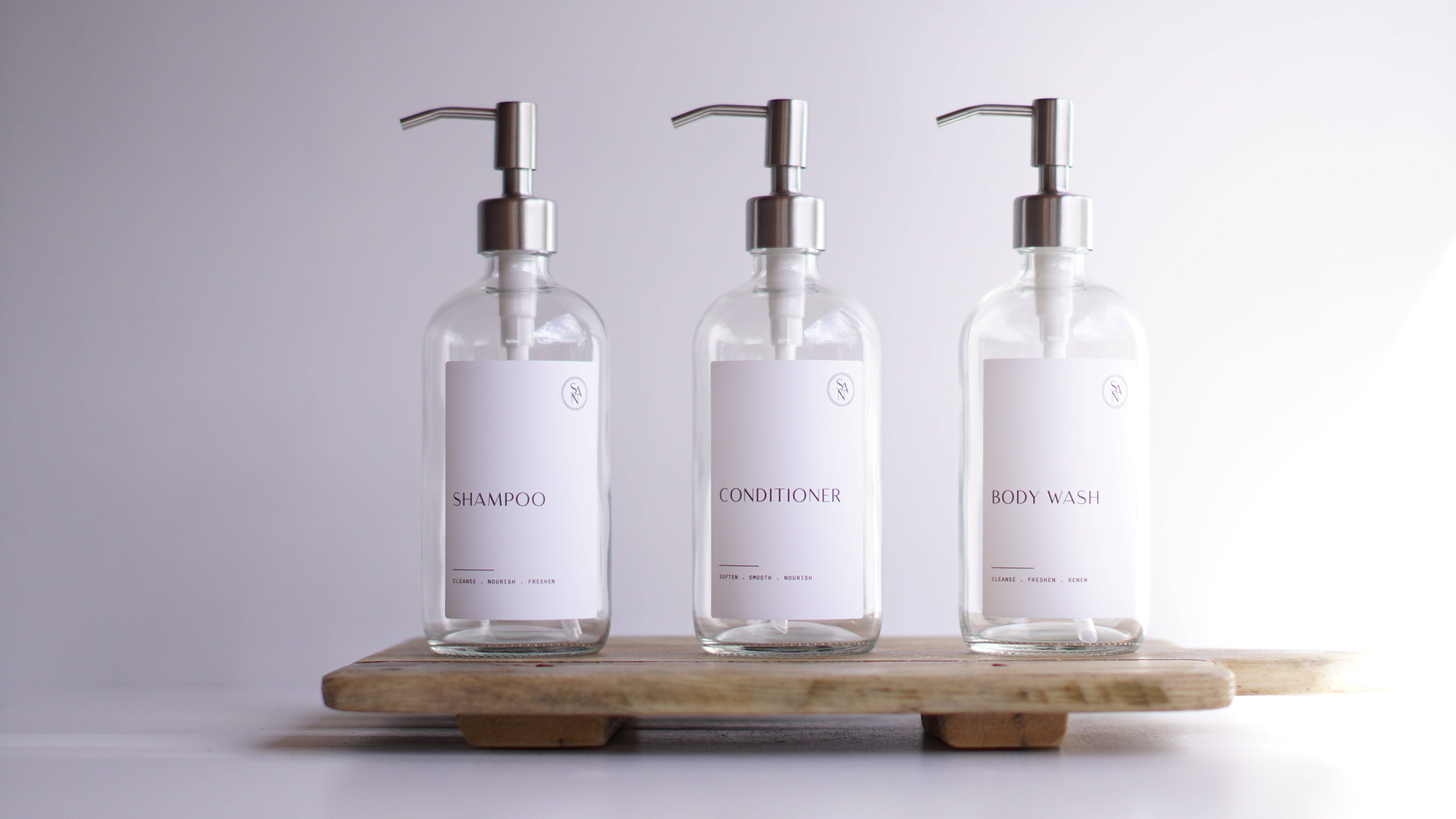 So At Nature - Wholesale Soap Dispenser - Luxury Clear Body Wash, Shampoo and Conditioner Dispenser Set - So At Nature6