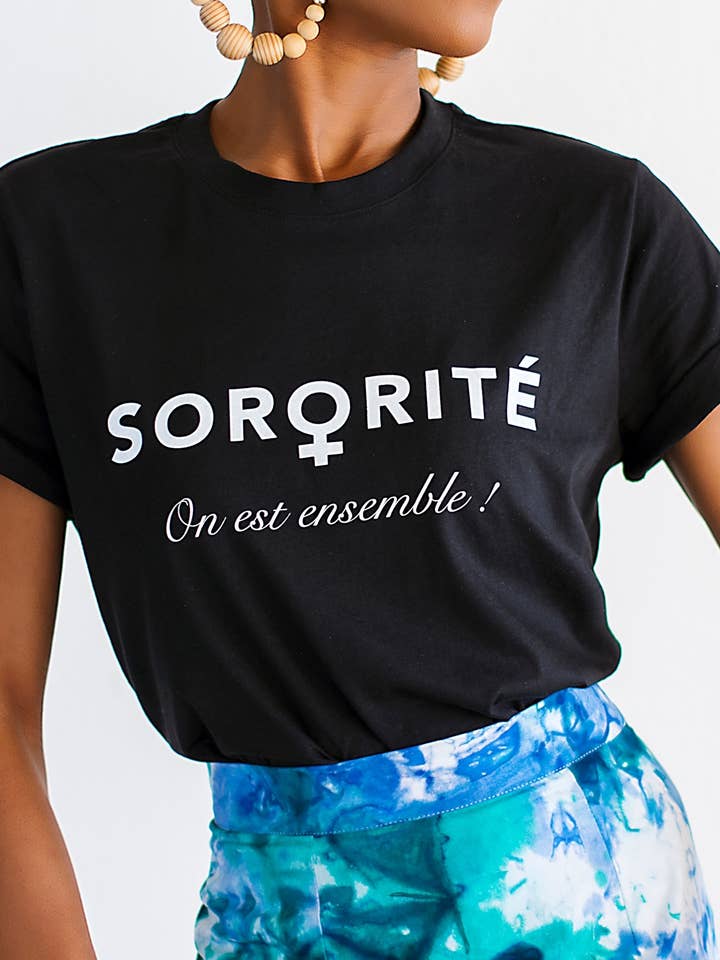 Schwarz Sorority T-Shirt aus Bio-Baumwolle für den Großhandel von Kalyca