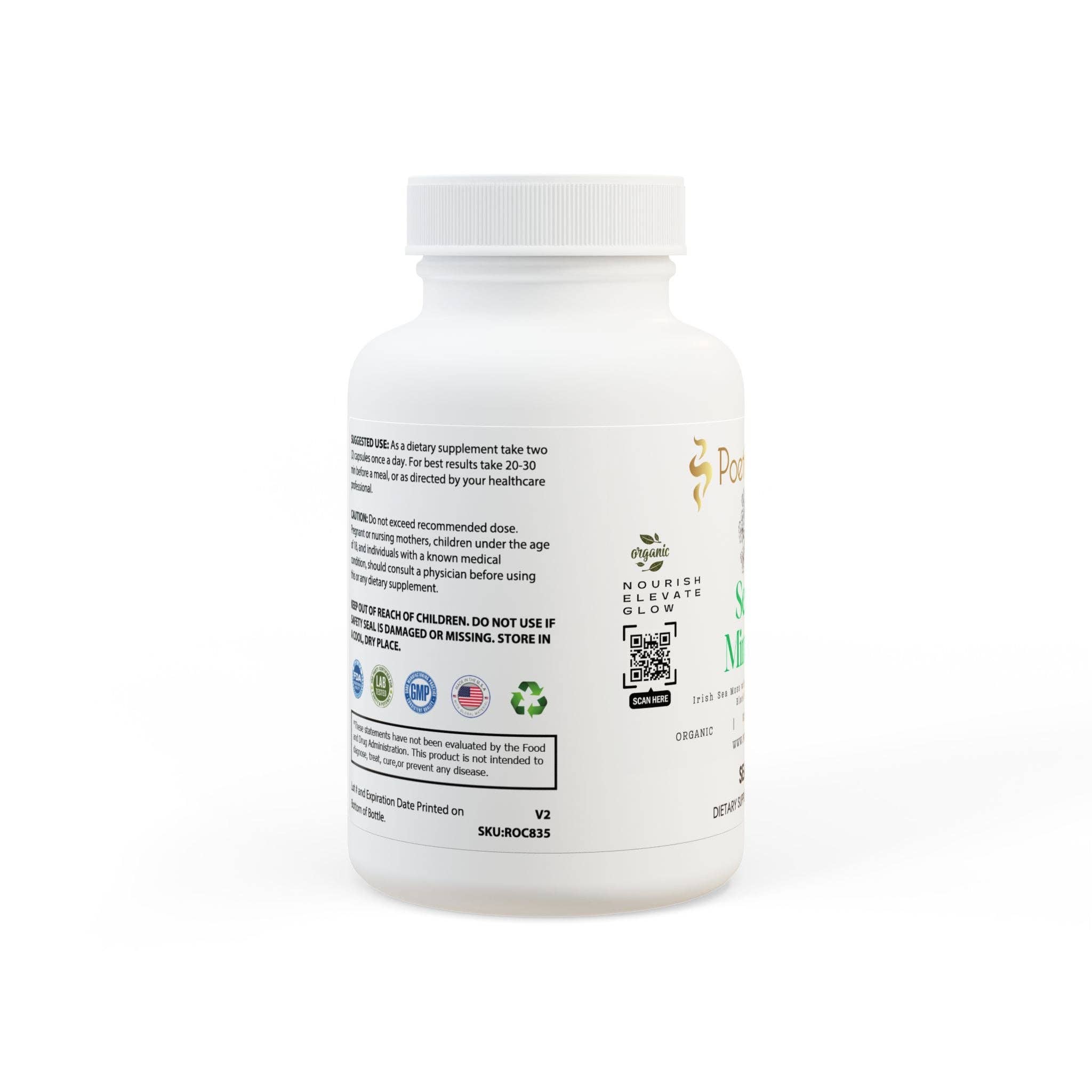 White bottle cap Sea of Minerals Sea Moss Supplement (60 Capsules) for wholesale on Faire4