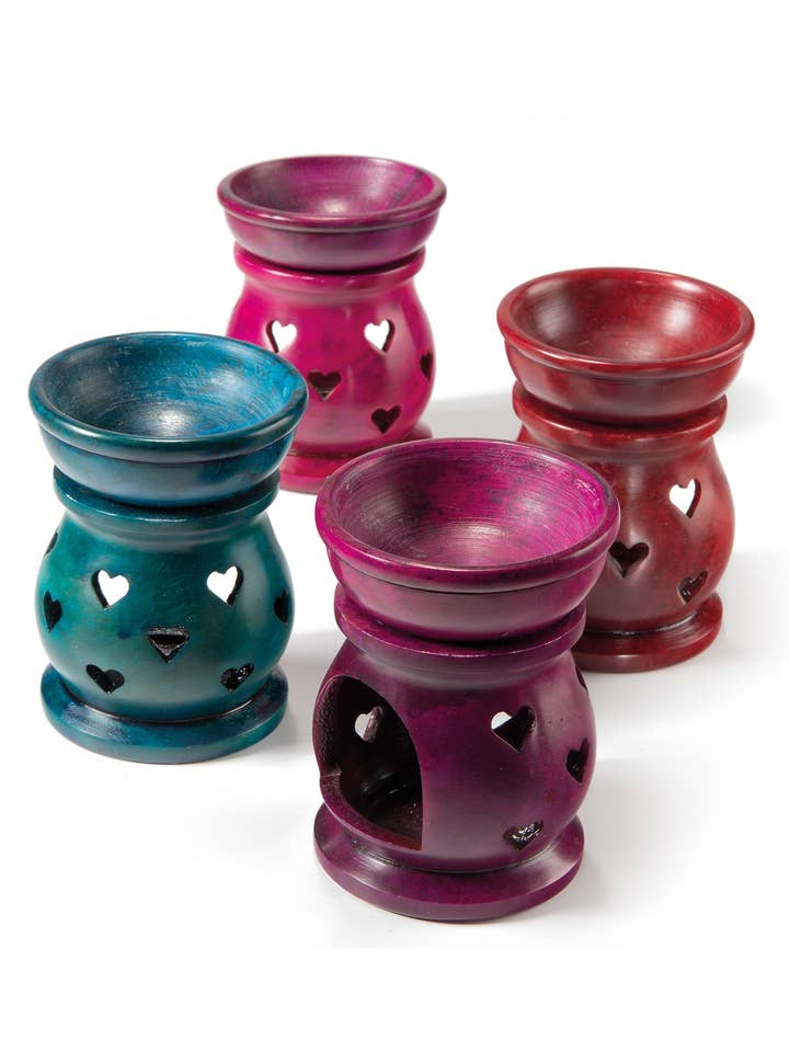 Soapstone Oil Burner with Heart/Star Design for wholesale by Namaste