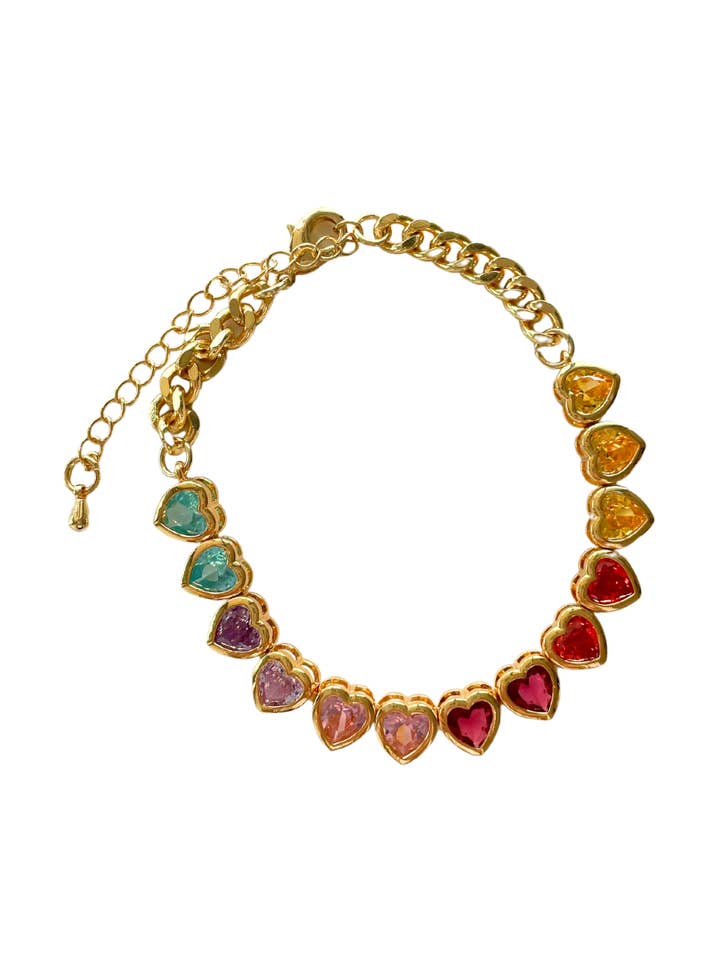 Regenbogen-Herz Armband für den Großhandel von LOVE, POPPY