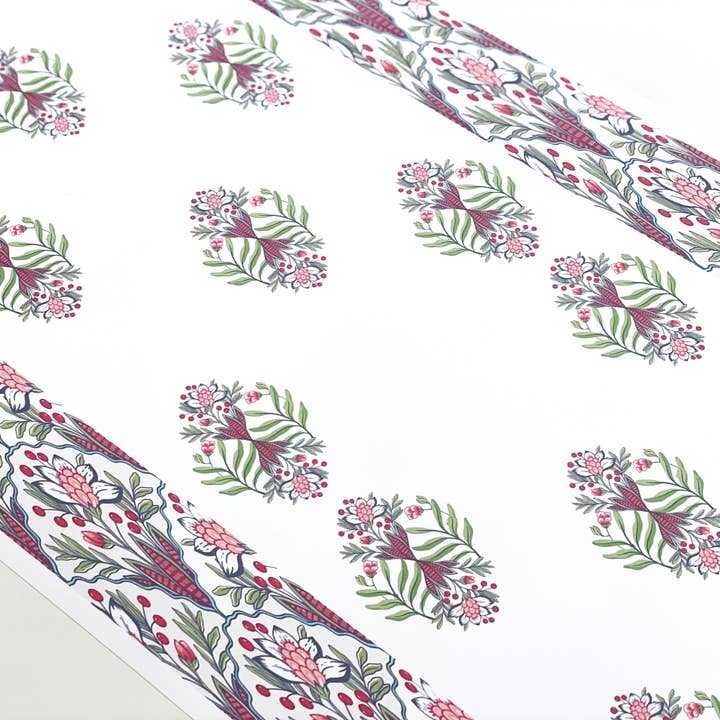 Blomstret bloktryk løber | JOSIL Paperie for engroshandel hos JOSIL Paperie & Gift