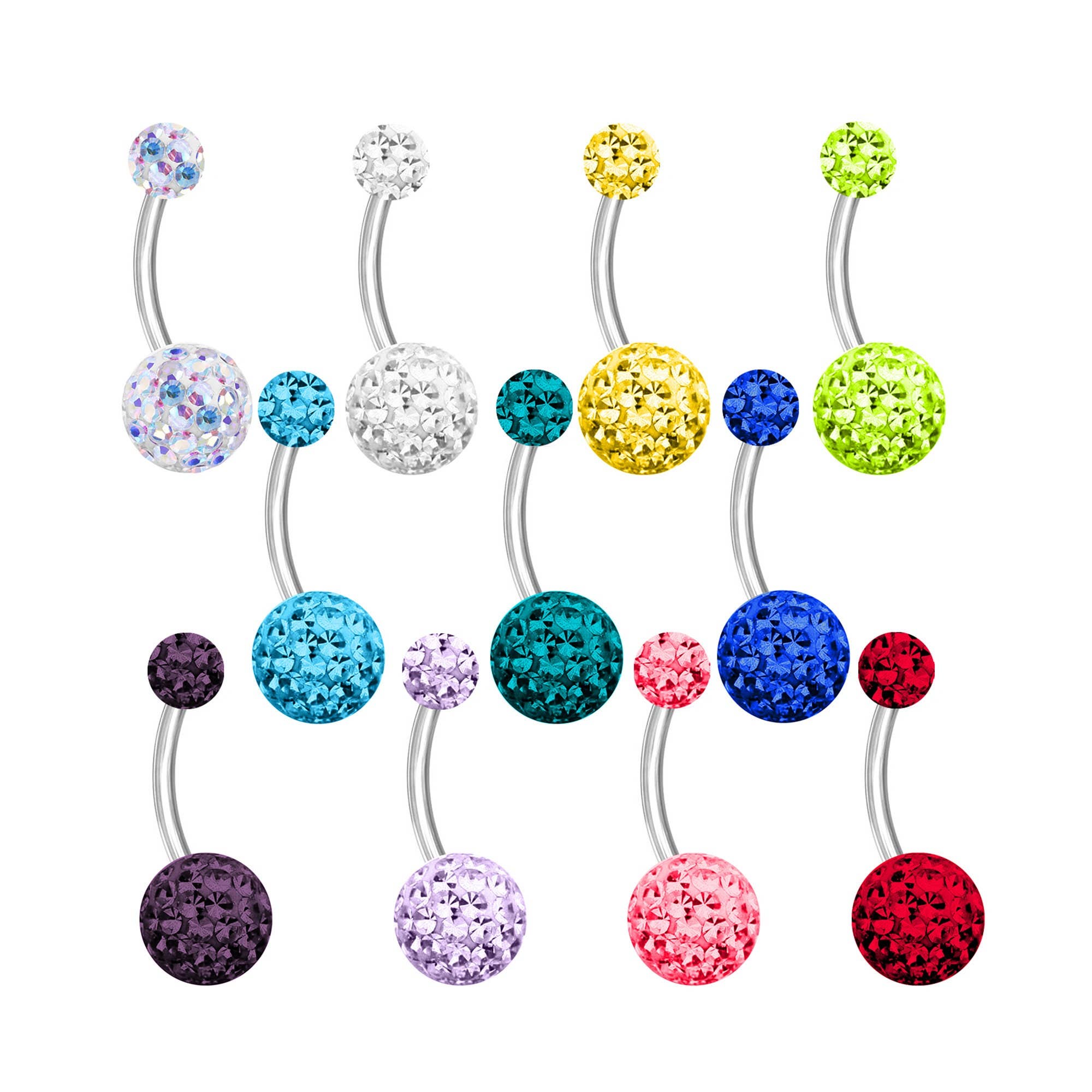 Awaken – Anel de barriga por atacado – Piercing Botão Banana Barriga Multi-Cristal - PD-0031