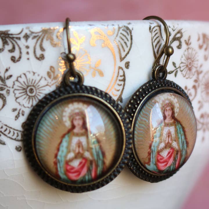 Our Lady of Guadalupe Madonna of the Stars Earrings for wholesale by The Divine Iguana