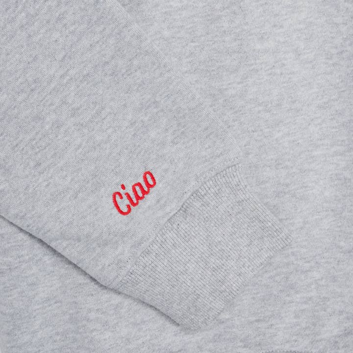 Natural Vibes - Wholesale Sweatshirt - Men's - Pizza Ciao Sweatshirt - Organic Grey Sweater, Embroidered2