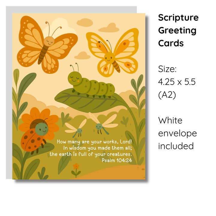 Dumplings and Us - Wholesale Religious Card - Bug-Themed Scripture Greeting Card – Psalm 104:241