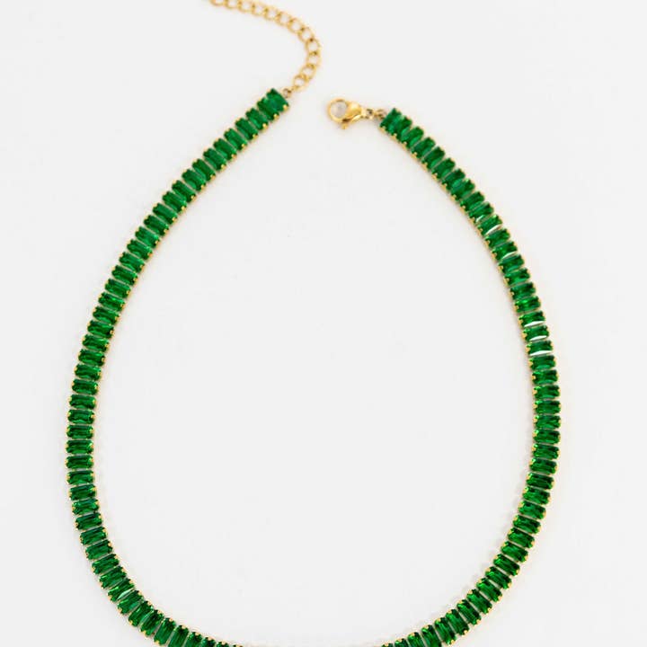 Lovoda - Vente Collier de perles - Collier de tennis en pierre baguette | Émeraude