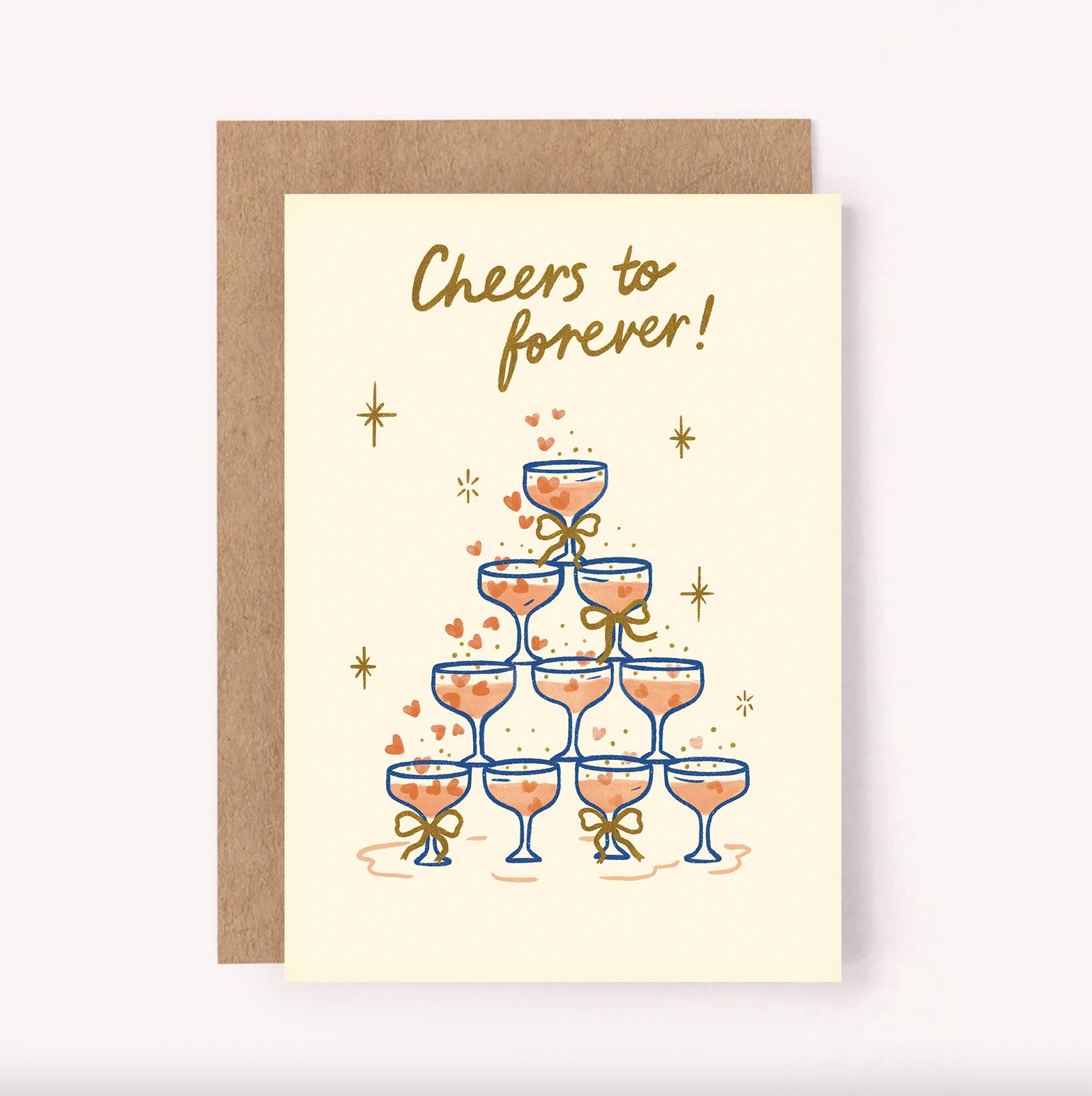 Lauren Sissons Studio - Wholesale Wedding card - Cheers to Forever card - Champagne Wedding Engagement Love