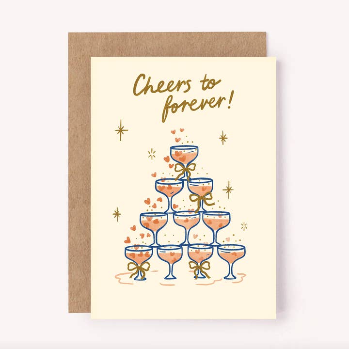 Cheers to Forever card - Champagne Wedding Engagement Love and other Purchase Wholesale wedding in divisoria. Free Returns & Net 60 Terms on Faire trending on Faire.