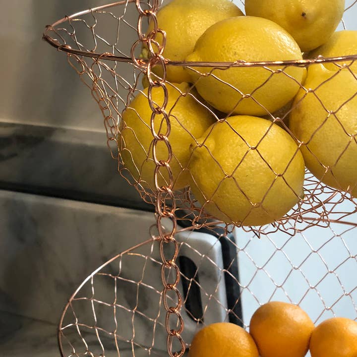 Fox Run Brands - Wholesale Fruit Basket - Fox Run Hanging Wire Baskets, Copper, 11" x 14.5"