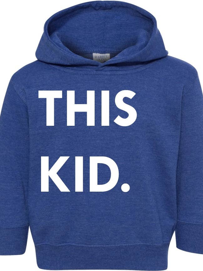 THIS KID SUPPLY CO. - This Kid Hoodie - White on Navy Blue (Toddler & Youth sizes) for wholesale by This Kid Clothing Co.