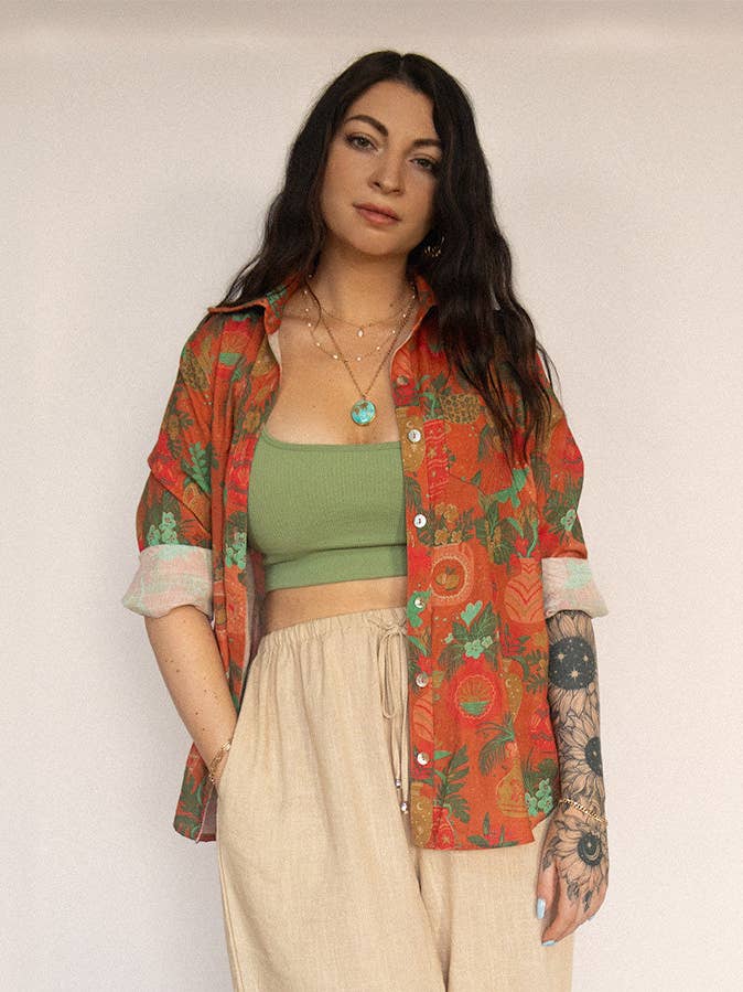 Saint-Tropez linnen overhemd met knoopsluiting voor wholesale door Sun & Sanctuary