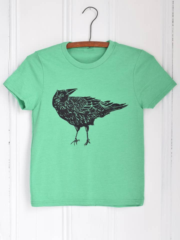 Kid's Organic Crow T-Shirt in Bright Green - Softest Fabric for wholesale by Hearth and Harrow