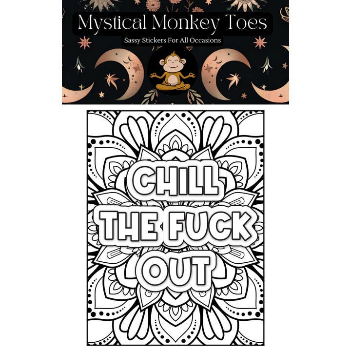 Mystical Monkey Toes - Wholesale Coloring Book - Adult - Funny Adult Coloring Sheets With Stackable Crayon