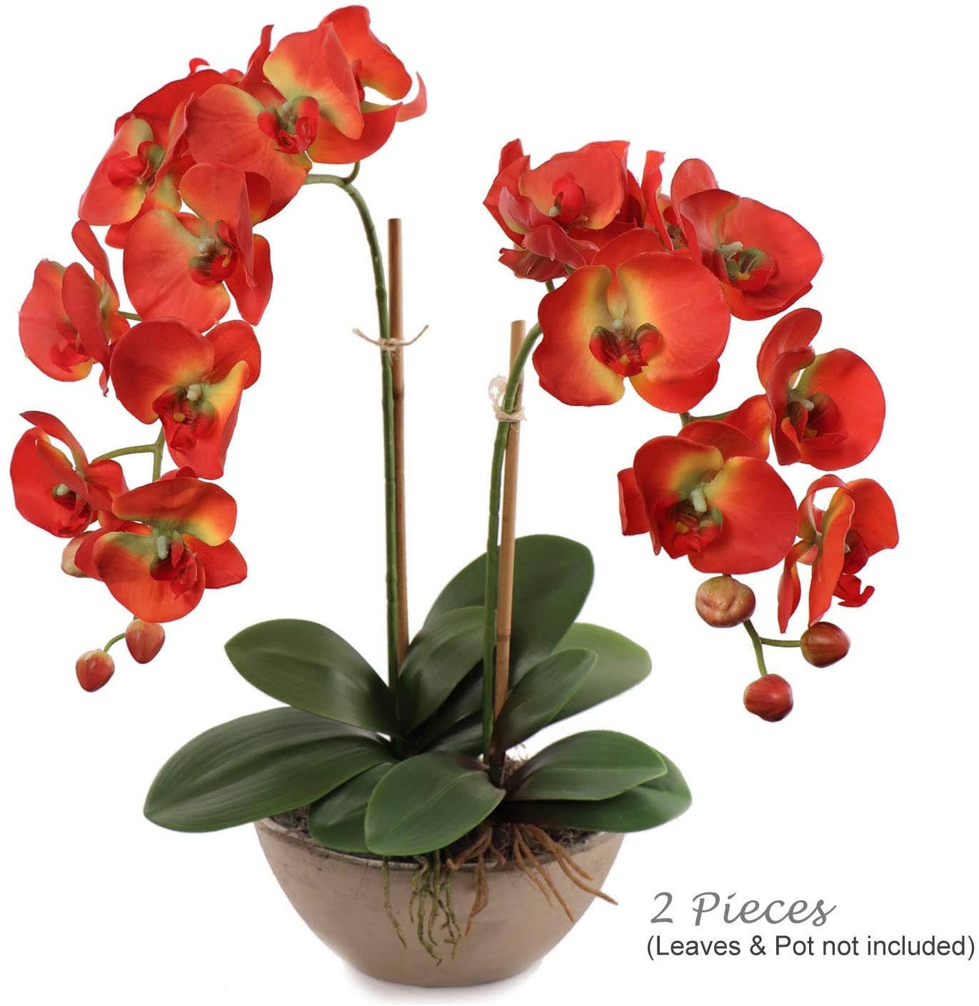 Larksilk - Wholesale Artificial plant - Orange Phalaenopsis Orchids Silk Flower - Real Touch Decor