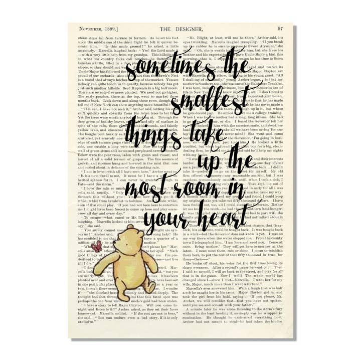 Cecelia Rose Book Page Art - Wholesale Art Print - Winnie The Pooh - 'Sometimes The Smallest Things' Print