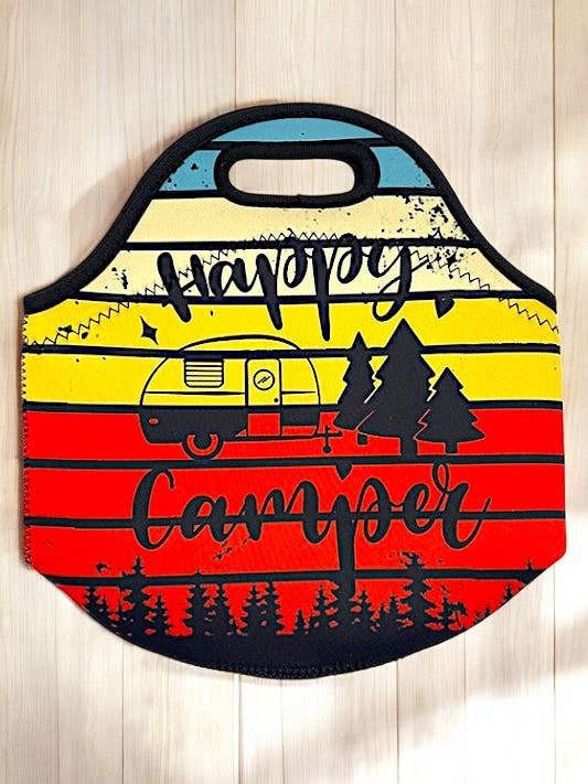 Happy Camper Print Insulated Lunch Bag for wholesale by Andrea Bijoux